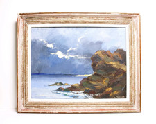 MER marine signé FALCUCCI CORSE BRETAGNE tableau peinture méditerranée antique