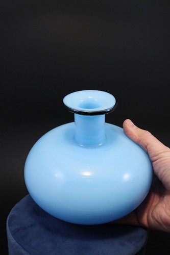 Vase verre bleu ciel noir - bleu,