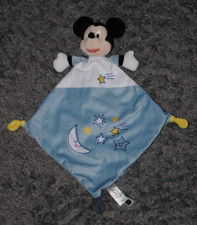 Doudou Mickey plat DISNEY BABY SIMBA TOYS bleu blanc étoiles lune NEUF