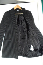 VESTE  BLAZER NOIRE A FINES RAYURES  "JENNYFER"    TAILLE S -36 TBE!!!!