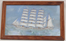 QUATRES MATS signé LE CORNEC mer marine bateau peinture voilier tableau BRETAGNE