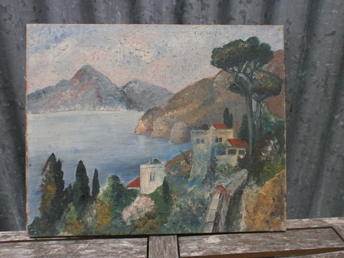 Huile sur toile 20eme décor - huile,
