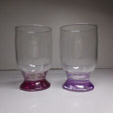 2 verres à pied table eau transparent rose violet vintage art déco bar N7881