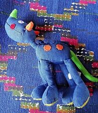 AB2 / DOUDOU  PELUCHE DINOSAURE GAP TISSU JEAN BLEU VERT ORANGE TTBE