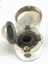 🇫🇷 ANCIEN ENCRIER POCHE VOYAGE MILITAIRE SOLDAT OFFICIER MÉTAL ARGENTEINKWELL