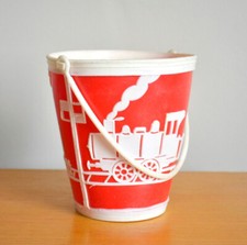 Rare ancien sceau de plage années 60 train illustré relief déco chambre vintage