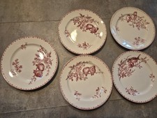 5 assiettes plate Sarreguemines Favori rouges french plate vintage art bird 