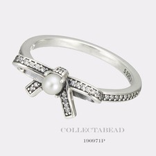 Authentic Pandora Silver Delicate Sentiments Pearl Ring Size (4.5) 48 190971P-48