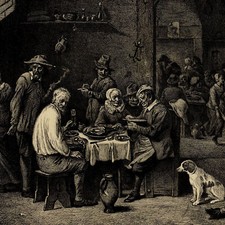 David Teniers le jeune Scène de Taverne - Eau forte originale Masson XIXe
