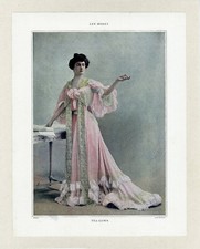 "TEA-GOWN" Planche originale entoilée publiée dans LES MODES en 1902 