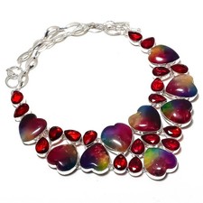 Collier Multi Solaire Quartz Grenat Pierre Précieuse Chaîne Réglable Bijoux...