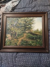 tableau ancien huile sur toile signé encadrement original