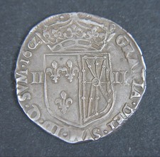 Pièce 1/4 d'écu en Argent Henri IV de Navare de 1602