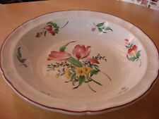 PLAT ROND CREUX PORCELAINE LUNEVILLE KG 1900 Motif REVERBERE Tulipe et rose D30