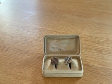 boutons de manchettes vintage couleur argentée forme carré , pierre visible 