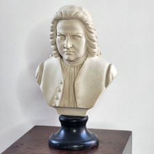 Buste de BACH d'après Giannelli Marbre Blanc Reconstitué Piedouche Marbre Noir