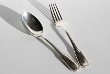 FOURCHETTE ET CUILLERE EN METAL ARGENTÉ - POINCONS - SERVICE DE TABLE - L:18cm