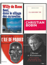 Lot 4 livres: KERSAUSON/WILLY DE ROOS/CHRISTIAN BOBIN/SECRETS DE L'ILE DE PAQUES