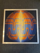 Tapisserie Design 1970 Cinétique Vintage Space Age No Vasarely Bel Etat.