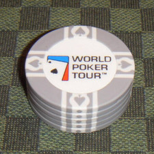 WPT Lot 5 jetons World Poker Tour blanc / gris clair
