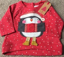 NEXT Pull de Noël bébé fille Scandi pingouin haut de Noël 3-6 mois neuf
