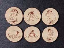 Bourriquet lot de 6 sous-verres en bois gravé