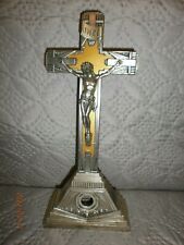 Ancien CRUCIFIX/châsse reliquaire/vide/METAL/h.27,5 cm/epoque Art Deco/no vitre