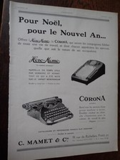 C. MAMET HOROMEMO machine à écrire CORONA publicité papier ILLUSTRATION 1928
