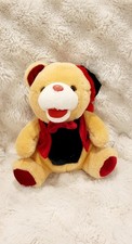 Peluche ours beige et rouge
