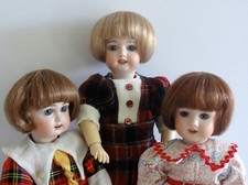 PERRUQUE cheveux naturels - POUPÉE ancienne ou moderne -Taille BLEUETTE (Luc) 