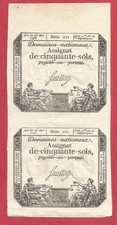 Planche de 2 assignats 50 sols