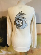 Pull brodé laine et cachemire BÉRÉNICE crème taille S en bon état.