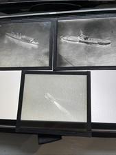 Lot 3 Plaque Verre Pic Old Photo Ww1 Bateau Boat Cuirassé Rare