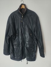 Manteau/Parka ENRICO GORLANI en Cuir Véritable Noir. T: 54 ou XL  (voir mesures)