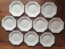 10 Assiettes à dessert Octogonales MONTEREAU - Modèle PERLES  état magnifique