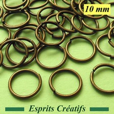 70 Anneaux de jonction ouverts couleur Antique Bronze 10mm x 1.0mm sans Nickel