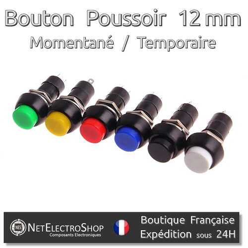 Bouton poussoir 12mm pbs 11a - bouton,