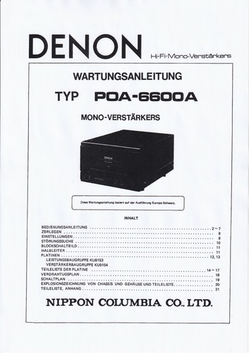 Service manual guide - for, denon