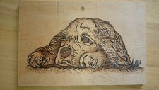 Pyrographie brûlée en bois - Chiot