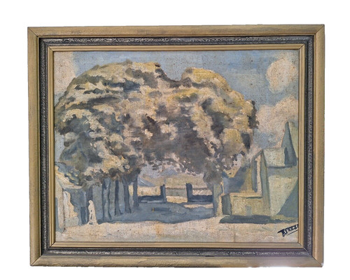 Antique oil painting canvas - antique,