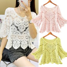 Femme Crochet Haut Court Creux