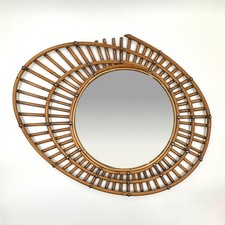 Miroir ovale rotin vintage rattan mirror design années 50'