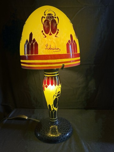 Lampe pate verre signee - en,
