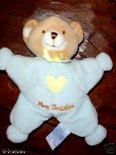  DOUDOU OURS bleu coeur vert  de NOUNOURS