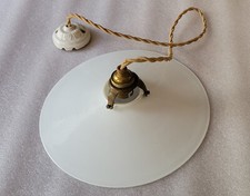 Ancien - Coupelle en opaline - Griffe  laiton - Fil torsadé - Rosace porcelaine.