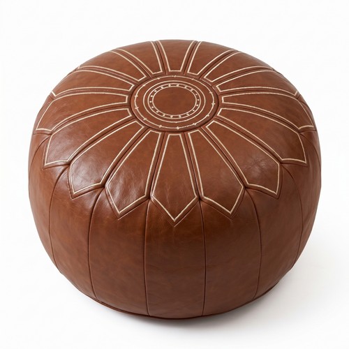 Pouf simili cuir cousu - en,