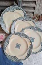 4 ANCIENNES ASSIETTES PLATES LONGWY TERRE DE FER MODELE ANDALOUS