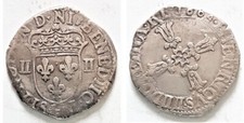 FRANCE * ROYALE Henri IV - 1/4 ECU 1604 H La Rochelle - 9,63gr - ARGENT
