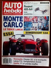 AUTO HEBDO 665 du 1/02/1989; 405 4x4/ Donkervoort S8A/ Lancia Y10/ Monte Carlo