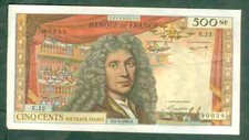 RARE BILLET DE 500NF MOLIÈRE